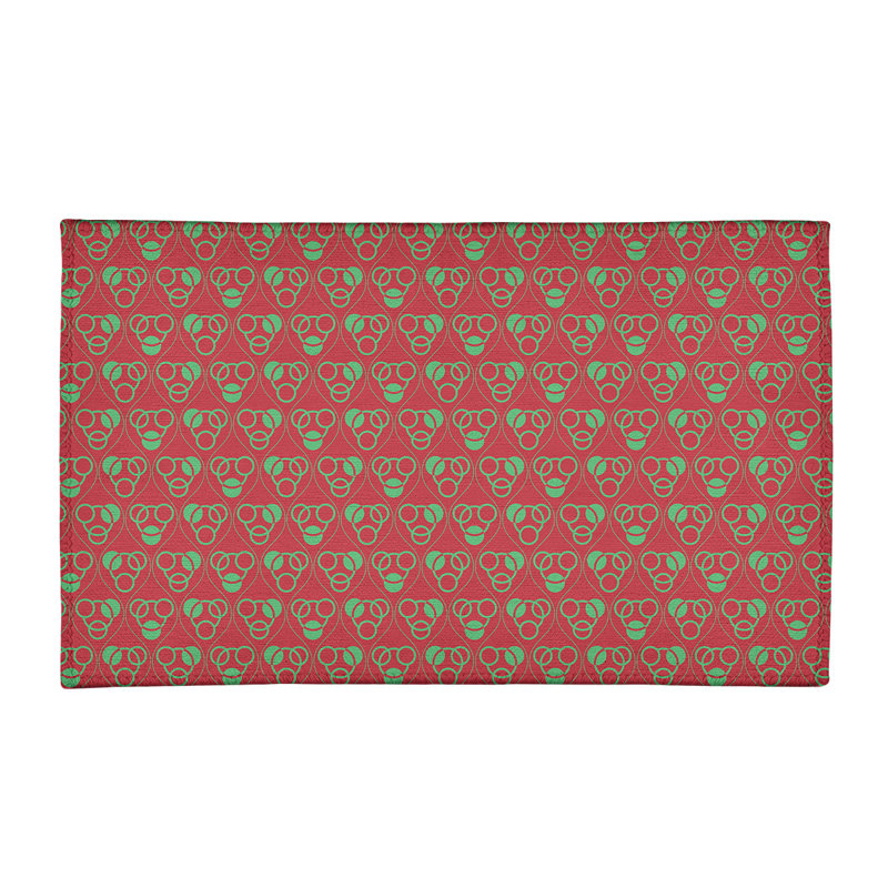 Tapis de zone rouge/vert fait main géométrique, Rectangle 2 pi x 3 pi