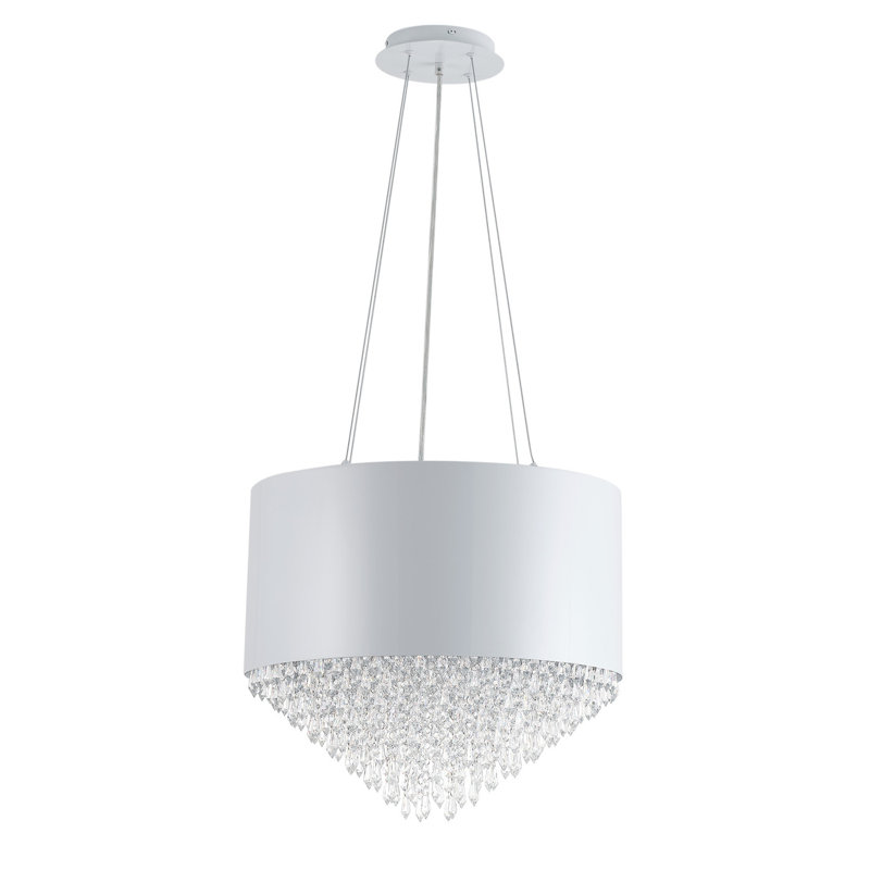 Luminaire suspendu rond en cristal noir à 4 lampes réglables, Argent argent