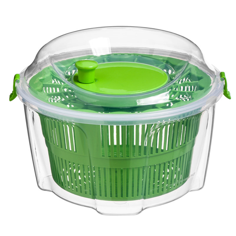 Symple Stuff Plastic Salad Spinner, Clear/Green