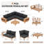4 PCS Outdoor Eucalyptus Sectional Seating Group With Cushions-2112088952