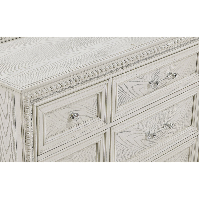 Commode en bois, commode de rangement à 6 tiroirs pour chambre à coucher