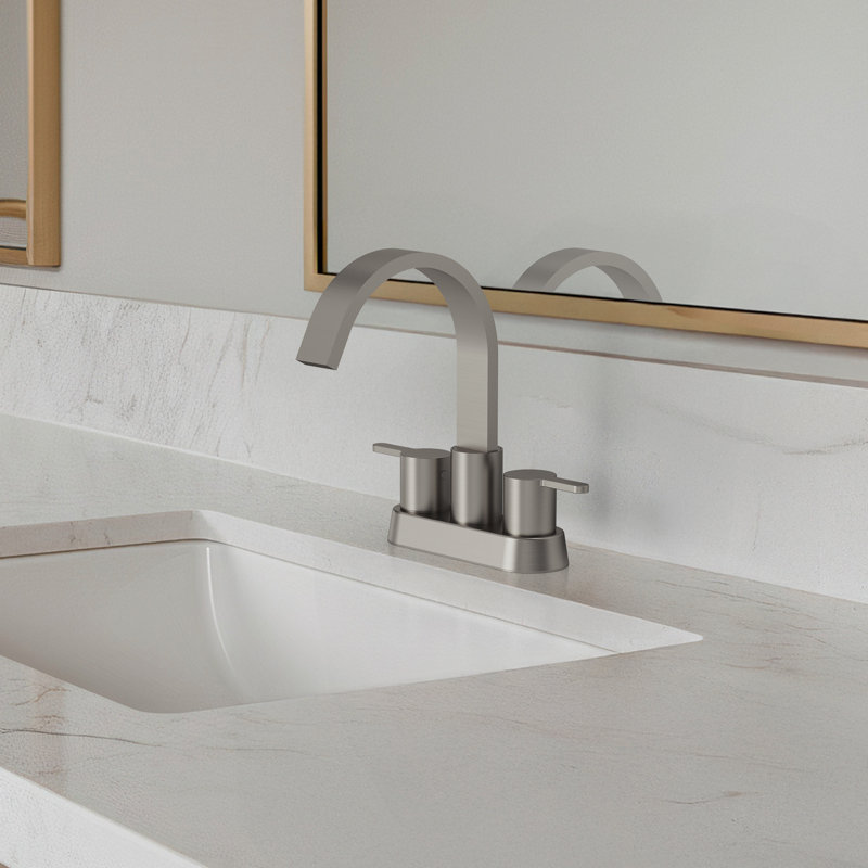Centerset Bathroom Faucet with Drain Assembly, 2-handle Bathroom Sink Faucet, Brushed Nickel