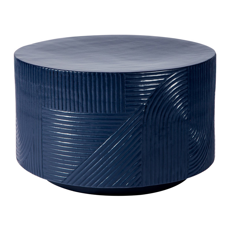 Provenance Signature Outdoor Round Side Table, Gloss Indigo