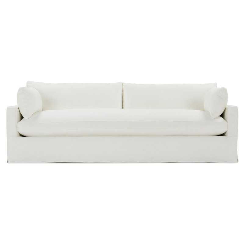 Sylvie 100'' Slip Sofa Bench Cushion, White Linen Blend, 37" H x 100" W x 44" D