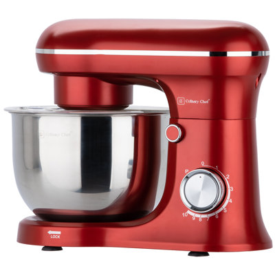 Culinary Chef 4.5 Liter 380 Watt Stand Mixer with Stainless Steel Bowl, 8 Speed Kitchen Mixer with Planetary Mixing System, Red