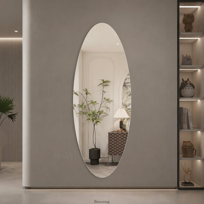 Miroir mural 65 po x 24 po ovale pleine longueur, verre argenté sans cuivre de 5 mm, anti-oxydation résistant à l'humidité, réflexion HD, fixation murale pour vestibule, chambre à coucher, salon