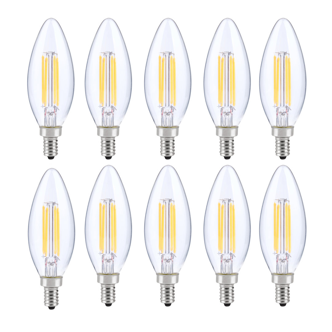6W (40 Watt Equivalent) B10 E12 Dimmable LED Candelabra Light Bulb (Set of 10) Elegant Lighting
