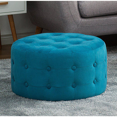 Wona 55 cm W Velvet Tufted Round Ottoman