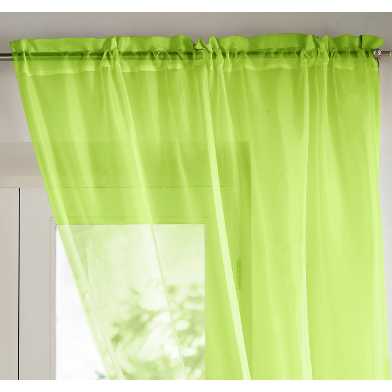Billerica Sheer Curtain Single Panel, 145 W x 183 D cm, Lime