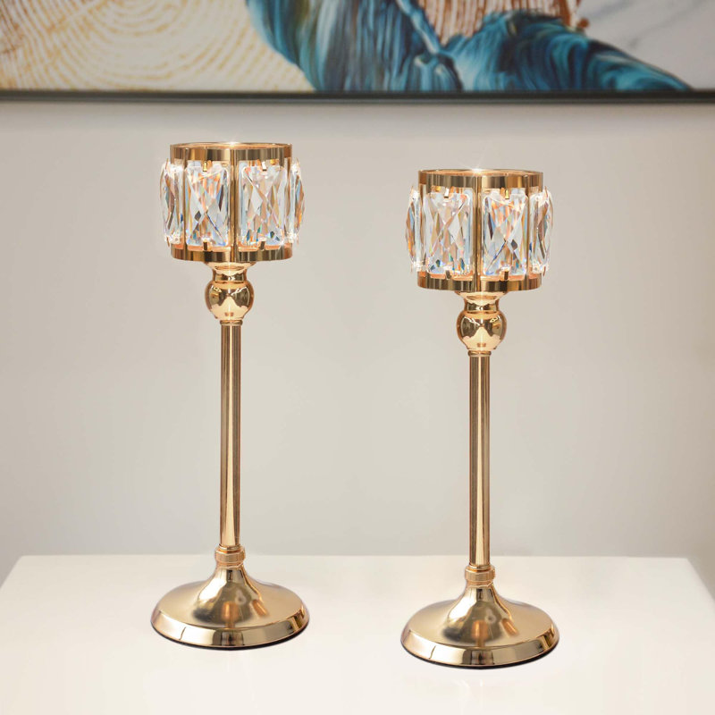 2 bougeoirs candélabres en cristal
