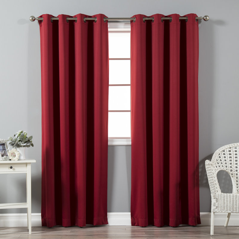 Adina Sevan Solid Thermal Grommet Curtain Panels, 52"W x 84"L, Cardinal Red