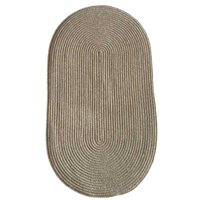 Tapis d'intérieur réversible en laine tressée Bristol, Beige, Oval 5' x 8'