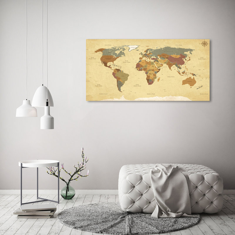 Political Map - No Frame Print on Canvas