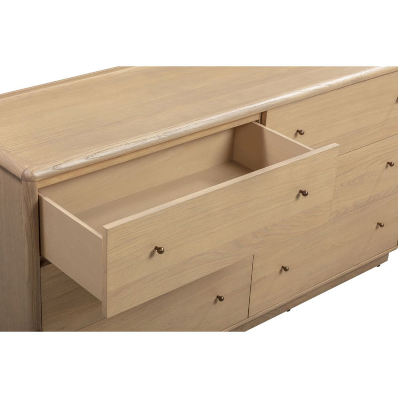 Commode moderne à 6 tiroirs avec coins arrondis, Jaune