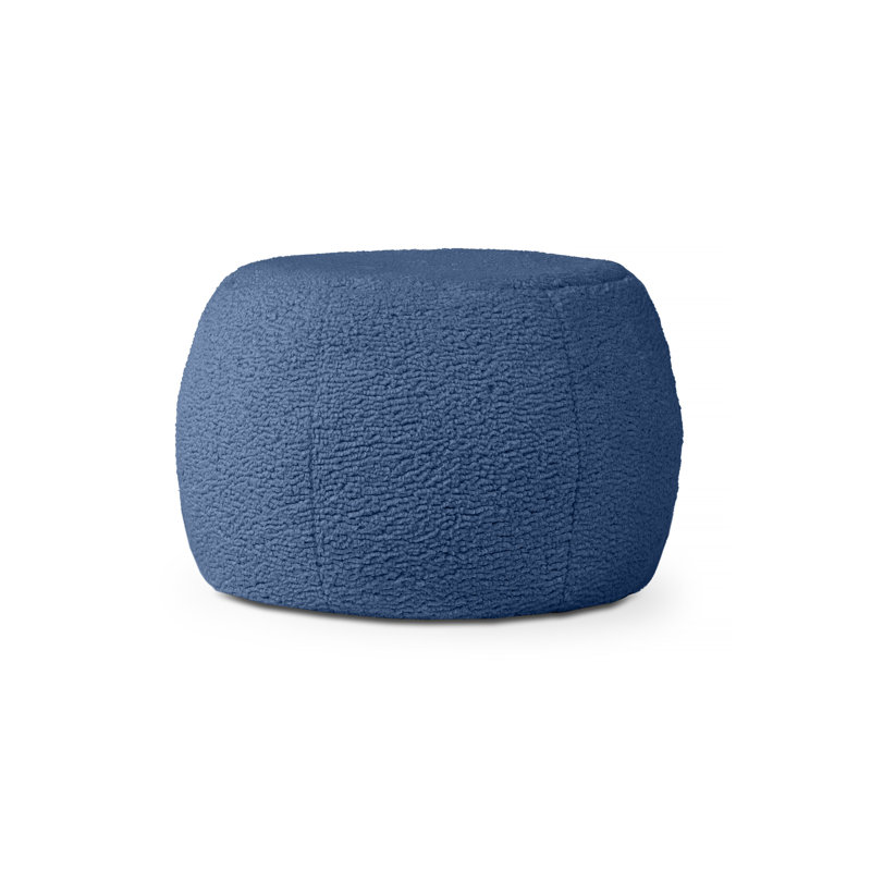 Ellis Ottoman Shearling Faux-Lamb Plush Pouf for Modern Interior Design, Indigo Sherpa, Small - 20 (D) x 20 (W) x 15 (H) 
