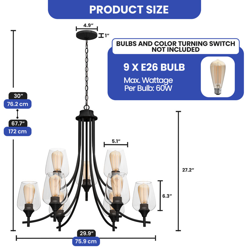 Sundari 9 - Light Dimmable Classic / Traditional Chandelier