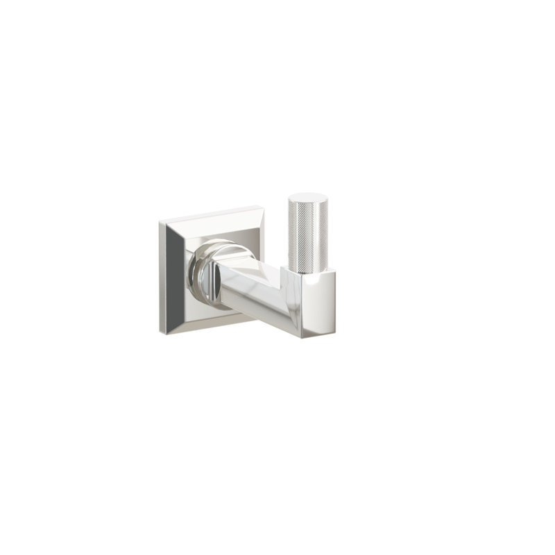 Emtek Select Single Hook w/ Chamfered Square Rosette, Square Stem & Knurled Tip, Polished Nickel