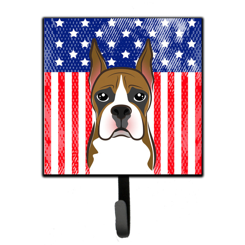 Porte-clés mural Monreal American Flag and Retriever, Bleu / rouge / brun, Boxer
