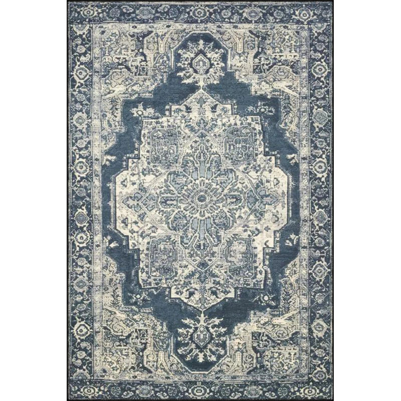 Tapis bleu tissé à motif d'étoiles moderne, Tapis de couloir 2 pi 6 po x 6 pi 7 po
