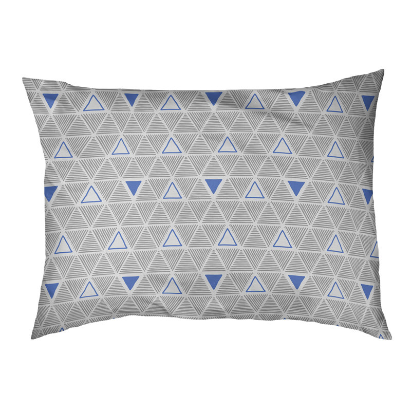 Coussin d’extérieur pour chien à main triangles Chen, Moyen (l 40 po x P 6,5 po x H 30 po), Bleu