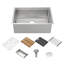 Évier de bureau encastré à simple cuve en acier inoxydable de calibre 16 avec accessoires 27 "Whitehaus-122846373