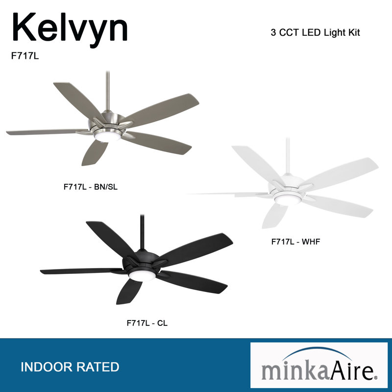 Kelvyn 52" Brushed Nickel Ceiling Fan with Silver Blades and LED Light