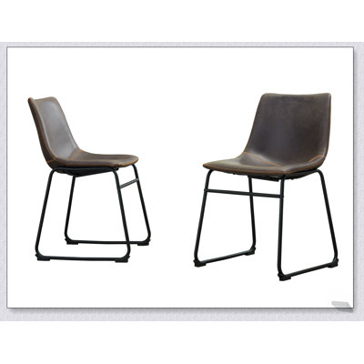 Lotusville Vintage PU Leather Dining Chairs, Set of 2, Antique Brown, Handcrafted for Elegance and Comfort
