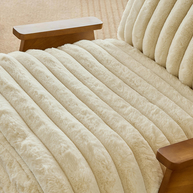 Chaise à bascule rétro en bois massif, Blanc cassé / blanc