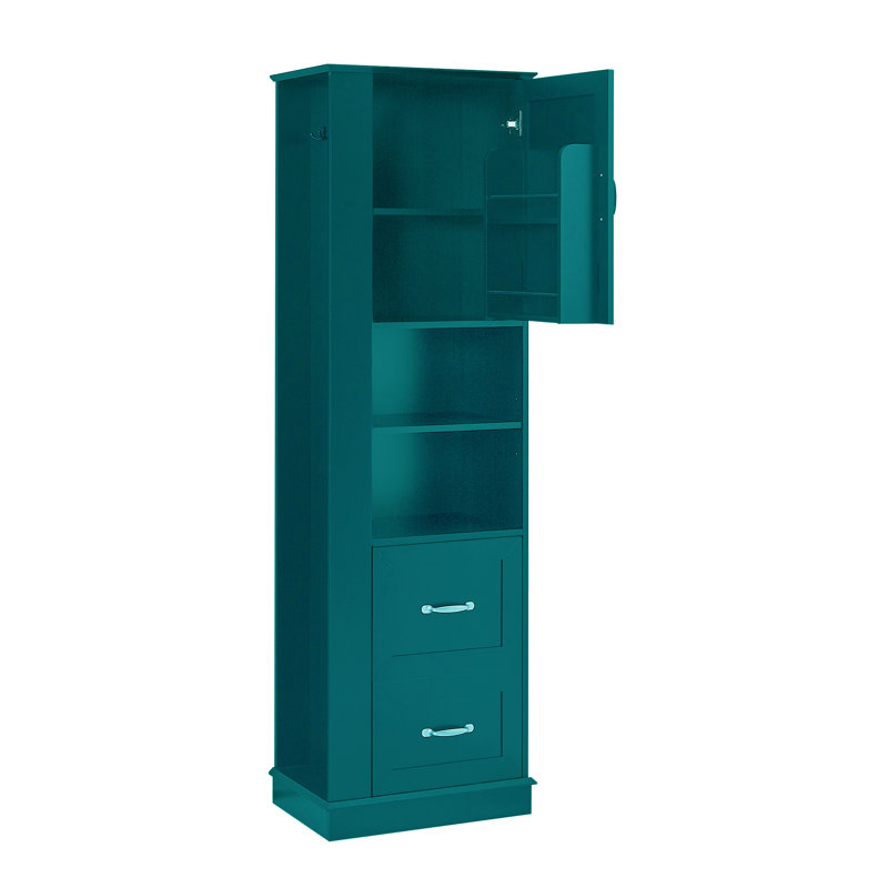 Grande armoire de rangement autoportante 67,8 po H avec tablettes réglables et 2 tiroirs, Green