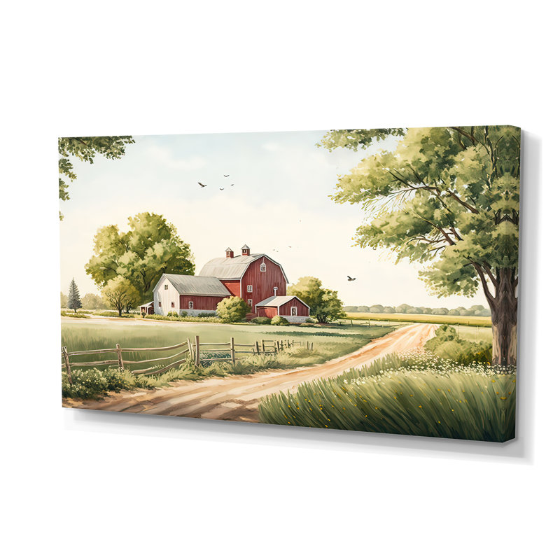 «Beautiful Barn In Spring VII», art mural sur toile