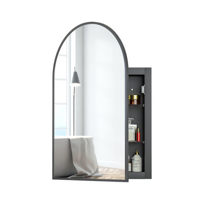 Raygen Arched Bathroom Cabinet, Wall Mounted Storage with Adjustable Shelves