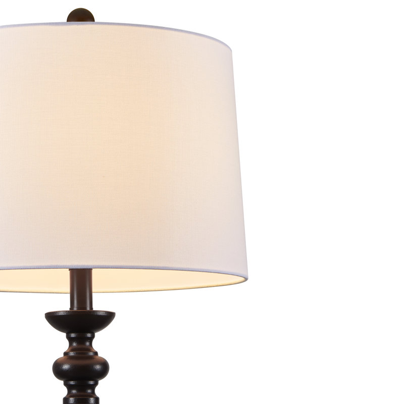 Lampe sur pied 64 po bronze avec abat-jour tambour en tissu