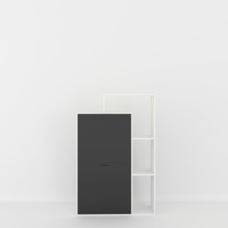Chorley Modern BNW Shoe Cabinet With Light Strip And Open Shelving