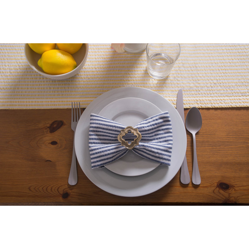 Serviette de table en coton 20 po Upper Vobster Seersucker, Bleu français