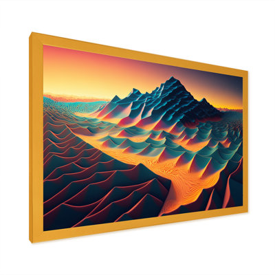 Collines abstraites en jaune et bleu magenta II - reproduction sur toile