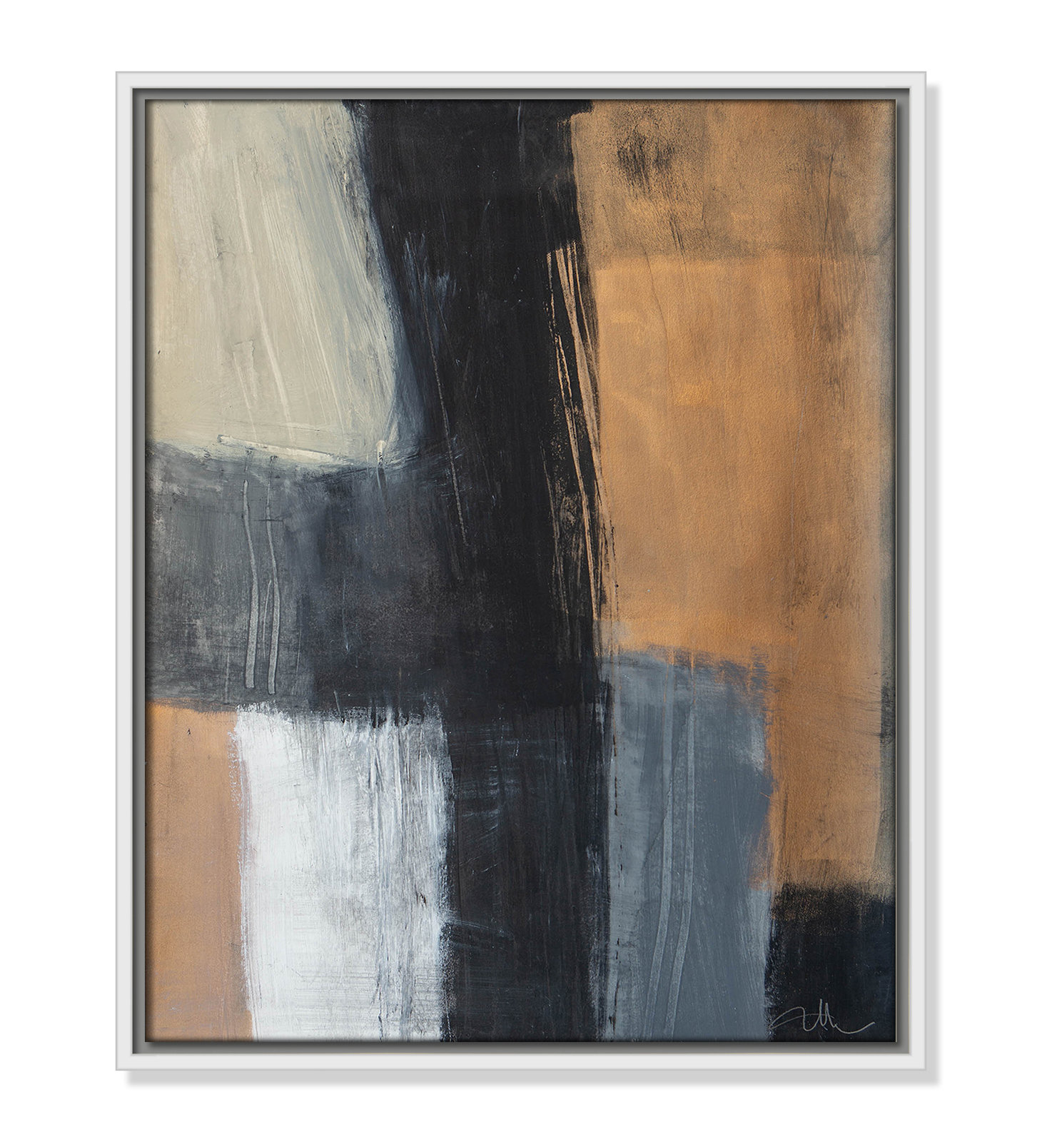 Calderon "Metallic Slate II" Print, 21.5" H x 17.5" W x 2" D, White Floater Framed, No Mat