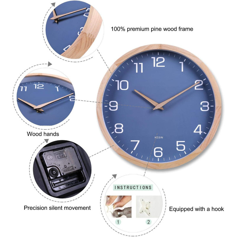 Wooden Blue Clock Decorative
