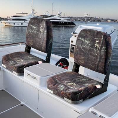 Coussin de siège de bateau à dossier bas rabattable et siège de bateau éponge camouflage 2 pièces