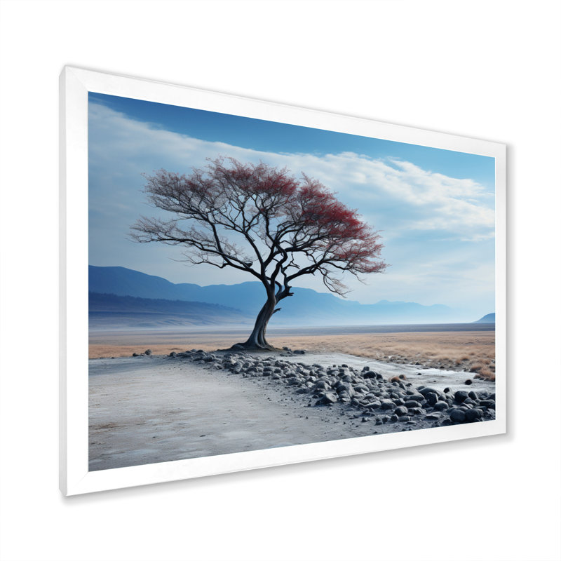 Ciel, ciel, horizon, arbre, H 30 po x l 40 po x P 1,5 po, Cadre simple blanc