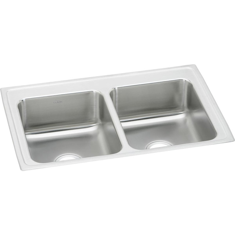 Lustertone 33" L x 21.25" W Double Basin Drop-In Kitchen Sink, 0 hole