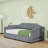Twin XL to King Upholstered Daybed with Two Storage Drawers, LED Light and Trundle-252860427