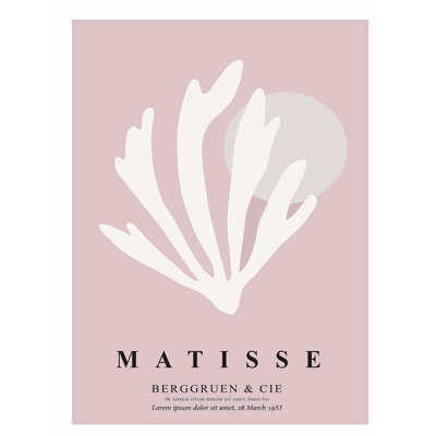 «Abstract Matisse Shape Blush», reproduction d'art moderne sans cadre Mid-Century