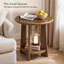 Table de bout en bois massif 19,7 po avec rangement ouvert pour le salon, la chambre à coucher