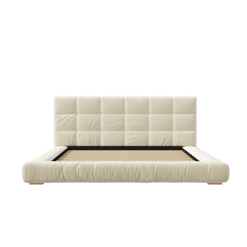Lit plateforme tapissier Sammy, Queen, Beige