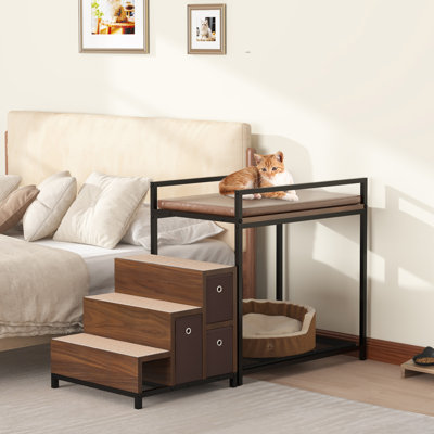 Dog Window Perch With Multi-Level Platform, Dog Perch To Look Out Window, Elevated Pet Bunk Bed With Cushion For Small Medium Sized Pets