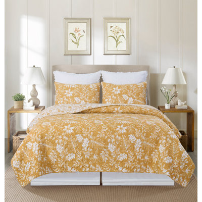 Everview Gold Full/Queen 3-Piece Quilt Bedding Set