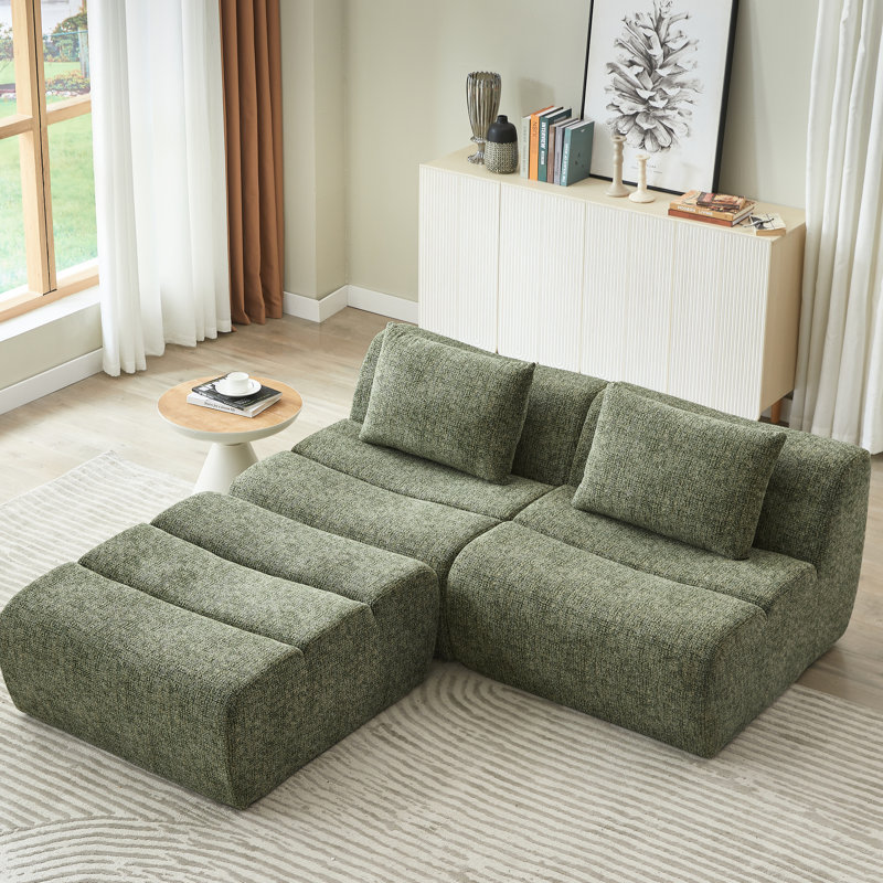 3 Seat Chenille Compressed For Apartment And Living Room, No Assembly, Space - Saving, Comfortable, 1 Configurations, Sponge Pocket Spring Support Oversized Seater , Saving Compact Apartments, Soft,