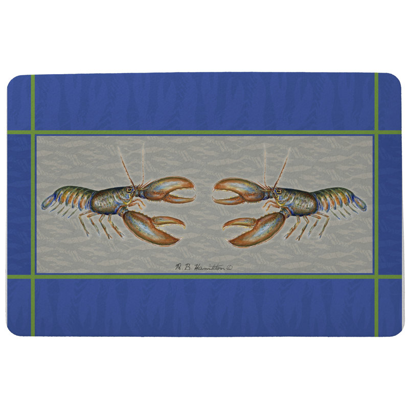 Tapis d'intérieur / extérieur antidérapant Coastal Lobster, Rectangle 1 pi 6 po x 2 pi 2 po