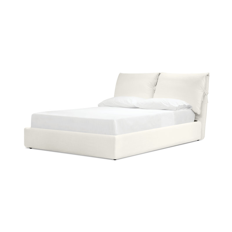 Plume Upholstered Bed, King, Cream Linen