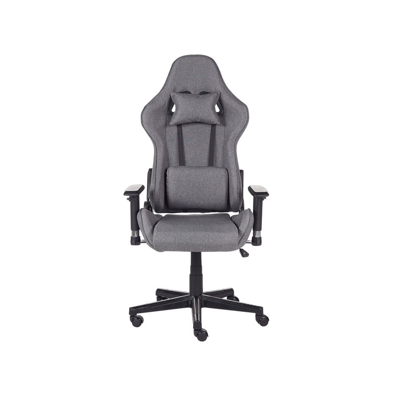 Inbox Zero Adjustable Faux Leather Swiveling PC & Racing Game Chair, Grey